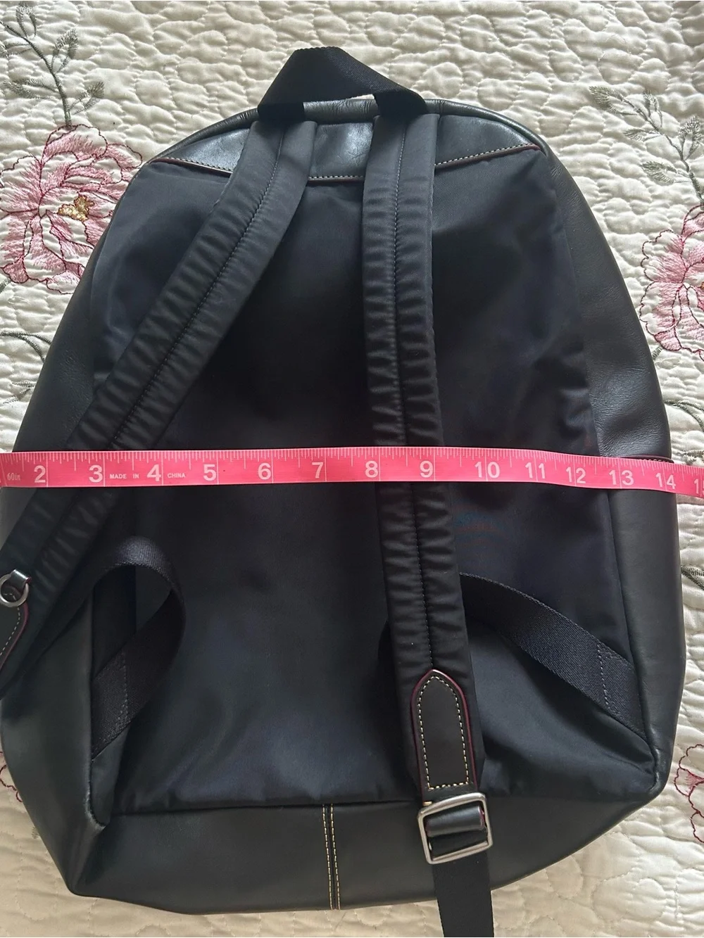 Coach Black Leather Backpack with Mickey Mouse Accent